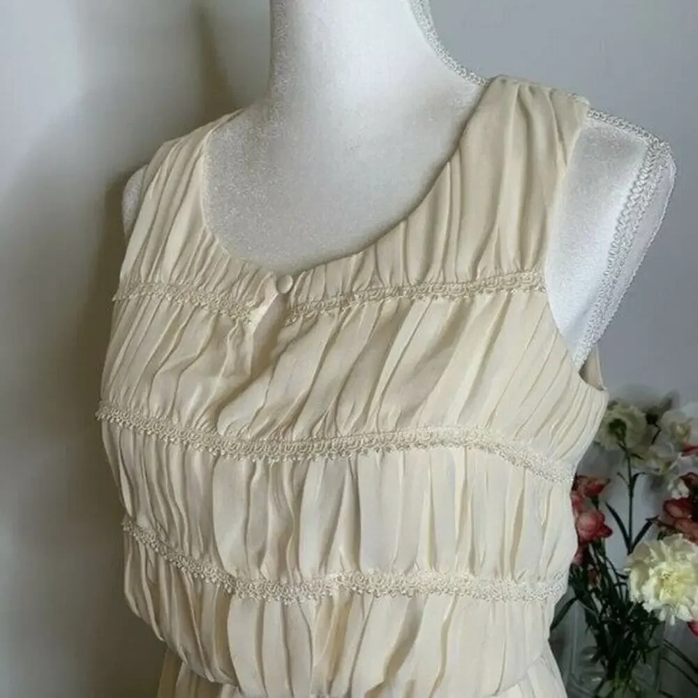Doe & Rae plaited sheath mini Dress sleeveless cream sz small party